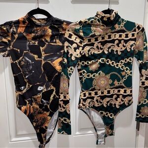 Set of 2 women’s SHEIN body suits snap crotch extra small box t